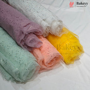Korean Decorative Mesh Fabric with 10 & 25 Meter | Glitter Speckled Net Fabric for Crafting & Decoration |