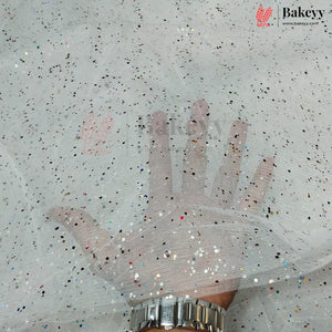 Korean Decorative Mesh Fabric with 10 & 25 Meter | Glitter Speckled Net Fabric for Crafting & Decoration |