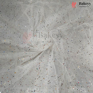 Korean Decorative Mesh Fabric with 10 & 25 Meter | Glitter Speckled Net Fabric for Crafting & Decoration |