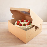 Kraft Cake Box with Flower Window Top | Multiple Sizes Available | Pack of 25