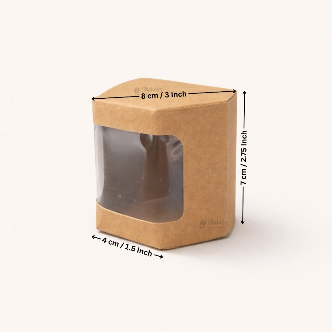 Kraft Window Cookie Box | Clear Display Bakery Cookie Packaging Box | 2 Sizes Available | Pack of