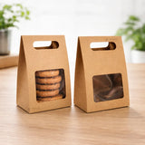 Kraft Window Cookie Box with Handle | Bakery Cookie Packaging Box | Pack of 50