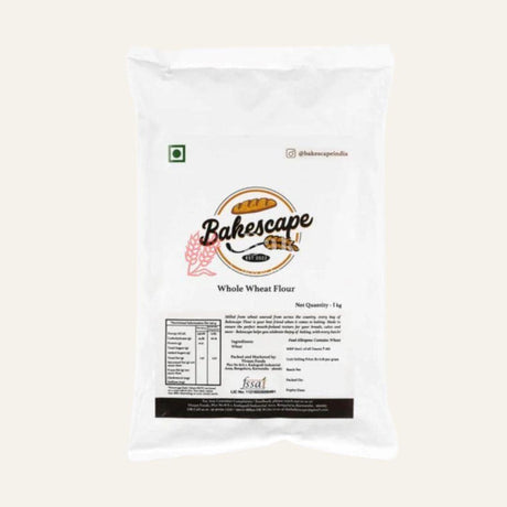 Bakescape Whole Wheat Flour 1 KG | Premium Freshly Milled Unbleached Bread Flour | Delightful Baking Experiences - Bakeyy.com - India - Bakescape Whole Wheat Flour 1 KG | Premium Freshly Milled Unbleached Bread Flour | Delightful Baking Experiences - Default Title