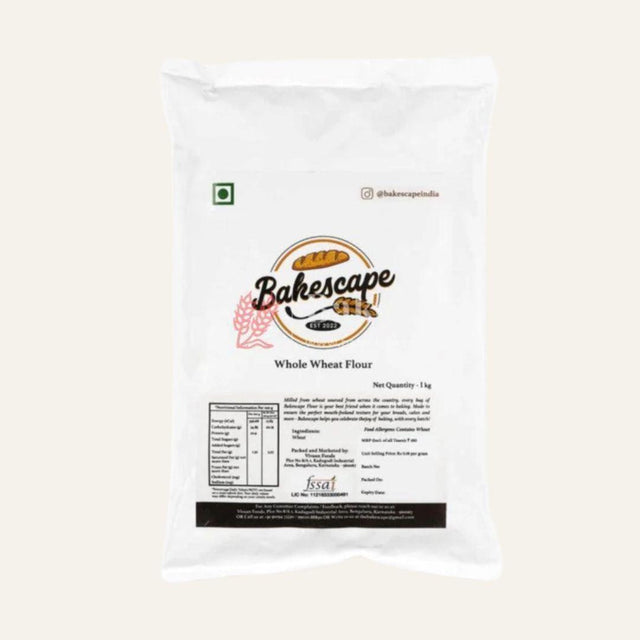 Bakescape Whole Wheat Flour 1 KG | Premium Freshly Milled Unbleached Bread Flour | Delightful Baking Experiences - Bakeyy.com - India - Bakescape Whole Wheat Flour 1 KG | Premium Freshly Milled Unbleached Bread Flour | Delightful Baking Experiences - Default Title