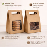 Kraft Window Cookie Box with Handle | Bakery Cookie Packaging Box | Pack of 50