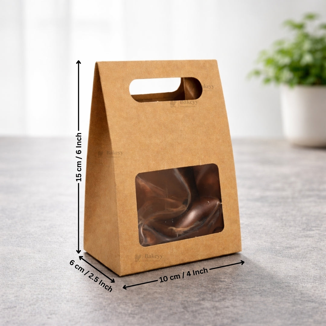 Kraft Window Cookie Box with Handle | Bakery Cookie Packaging Box | Pack of 50