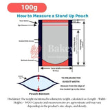 Full Window Gold Pouch | Standing Zip Lock Pouch | Pack of 100 - Bakeyy.com - India - Full Window Gold Pouch | Standing Zip Lock Pouch | Pack of 100 - 100g