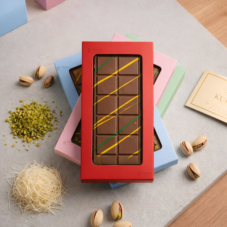Kunafa Chocolate Box with Window | Premium Bar Packaging Box | Multiple Colors Available | Pack of 25