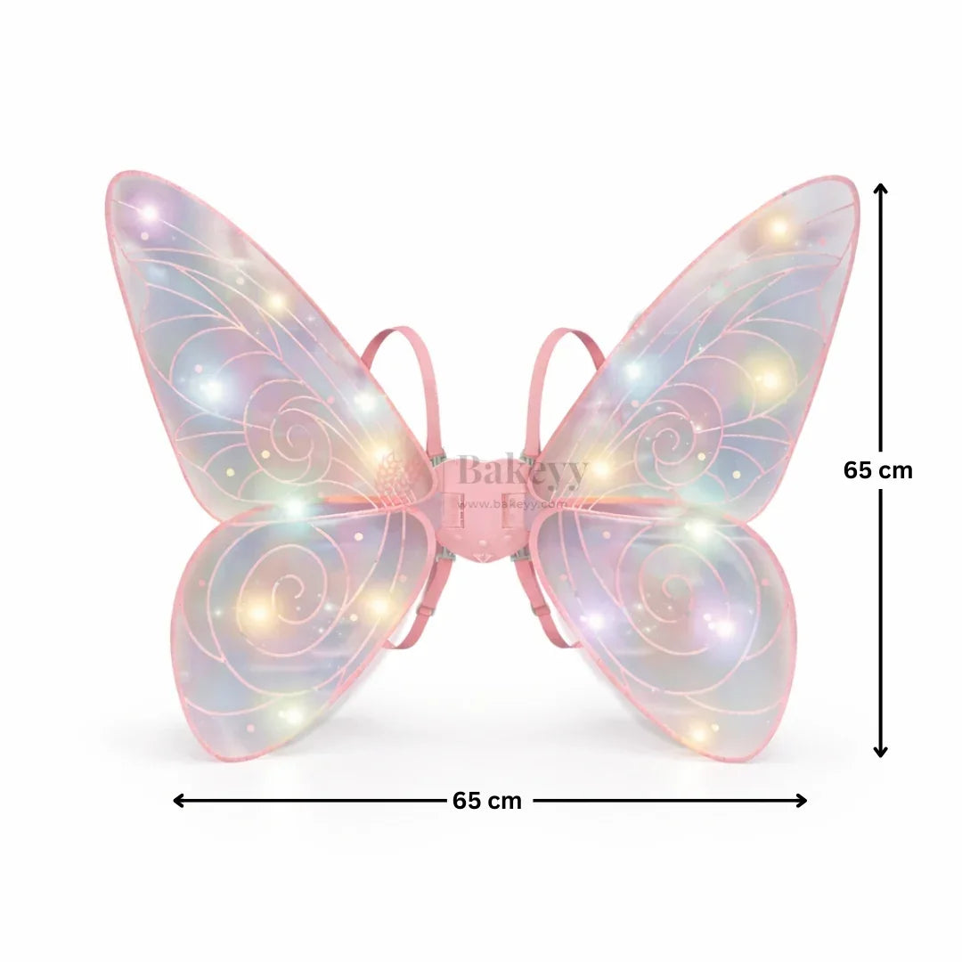 Soft pastel butterfly wing design with glowing LED lights
• Lightweight and comfortable for children
• Adjustable elastic shoulder straps for secure fitting
• Durable construction with flexible frame
• Perfect for birthday parties, costume events, and photoshoots
• Attractive packaging suitable for gifting