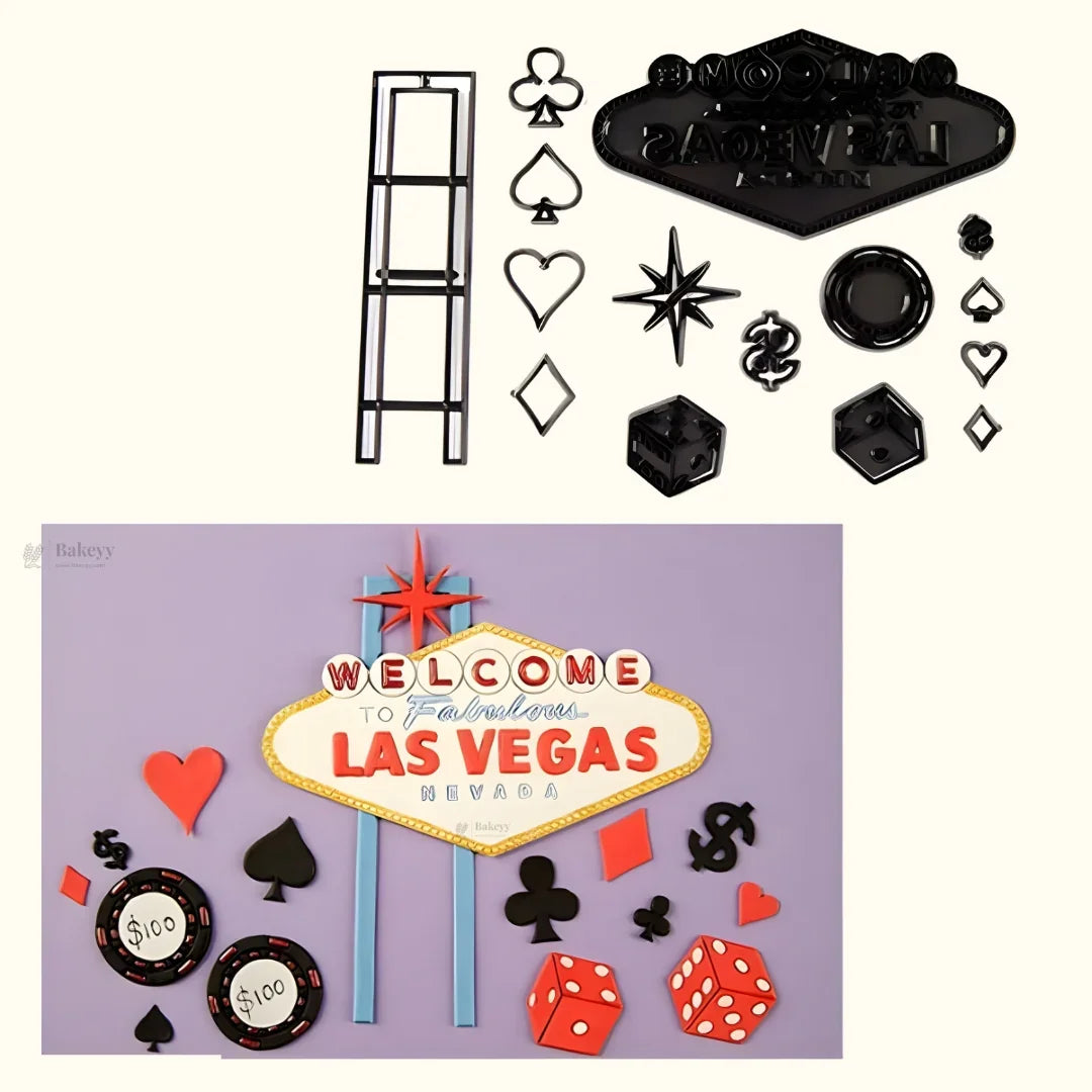 Las Vegas Theme Cookie Cutter & Embosser Set | Casino & Sign Inspired Collection | Pack of 1