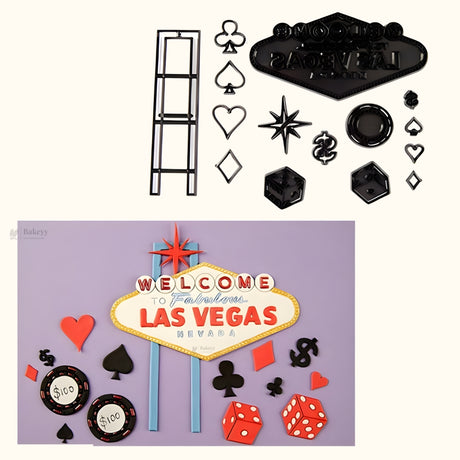 Las Vegas Theme Cookie Cutter & Embosser Set | Casino & Sign Inspired Collection | Pack of 1