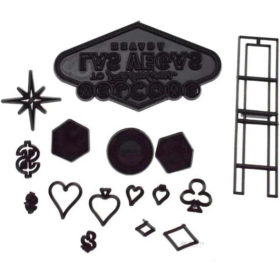 Las Vegas Theme Cookie Cutter & Embosser Set | Casino & Sign Inspired Collection | Pack of 1