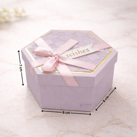 Lavender Hexagon Gift Box with Ribbon | Luxury Rigid Hamper & Chocolate Packaging Box | Available in 3 Sizes | Pack of 1