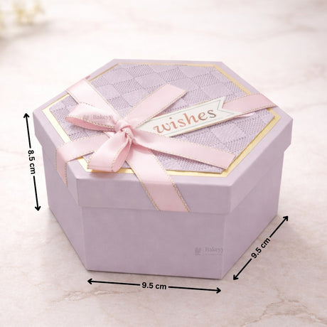 Lavender Hexagon Gift Box with Ribbon | Luxury Rigid Hamper & Chocolate Packaging Box | Available in 3 Sizes | Pack of 1