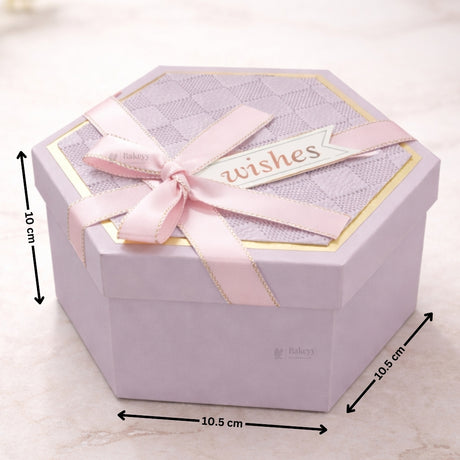 Lavender Hexagon Gift Box with Ribbon | Luxury Rigid Hamper & Chocolate Packaging Box | Available in 3 Sizes | Pack of 1