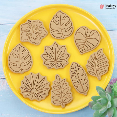 Leaf Theme Cookie Cutter & Embosser Set | 8 Piece | Pack of 1