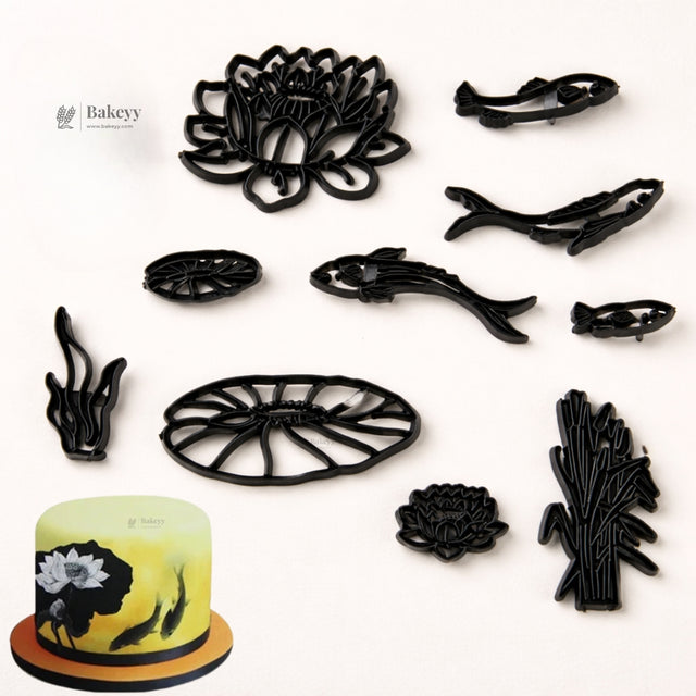 Lotus Pond Theme Cookie Cutter Set | Floral & Koi Inspired Collection | Pack of 1