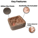 Premium Champagne Gold Embellished Hamper | Elegant Square Gifting Basket - Bakeyy.com - India - Premium Champagne Gold Embellished Hamper | Elegant Square Gifting Basket - Extra Small