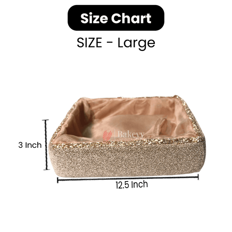 Premium Champagne Gold Embellished Hamper | Elegant Square Gifting Basket - Bakeyy.com - India - Premium Champagne Gold Embellished Hamper | Elegant Square Gifting Basket - Extra Small