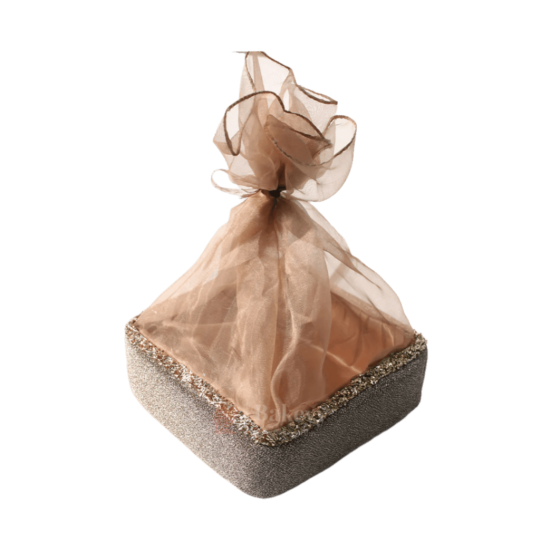 Premium Champagne Gold Embellished Hamper | Elegant Square Gifting Basket - Bakeyy.com - India - Premium Champagne Gold Embellished Hamper | Elegant Square Gifting Basket - Extra Small
