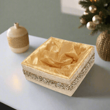 Luxurious Gold Velvet Square Basket with Four Glass Jars | Elegant Gifting Hamper with Fabric Net Interior - Bakeyy.com - India - Luxurious Gold Velvet Square Basket with Four Glass Jars | Elegant Gifting Hamper with Fabric Net Interior - Default Title