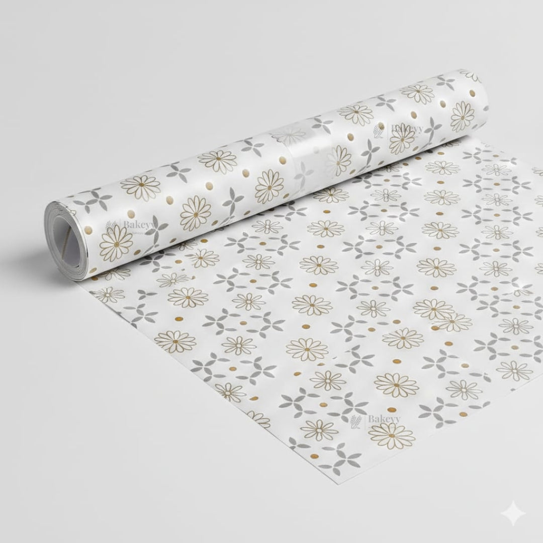 Luxury Gold & Silver Wrapping Paper Sheets | Floral Printed Wrapping Sheet for Premium Gifting & Hampers | Multiple Designs Available | Pack of 25 Sheets