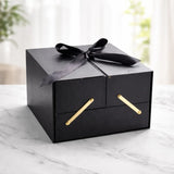 Luxury Black Multi-Compartment Gift Box with Ribbon Closure | Pack of 1