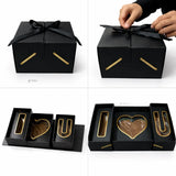Luxury Black Multi-Compartment Gift Box with Ribbon Closure | Pack of 1