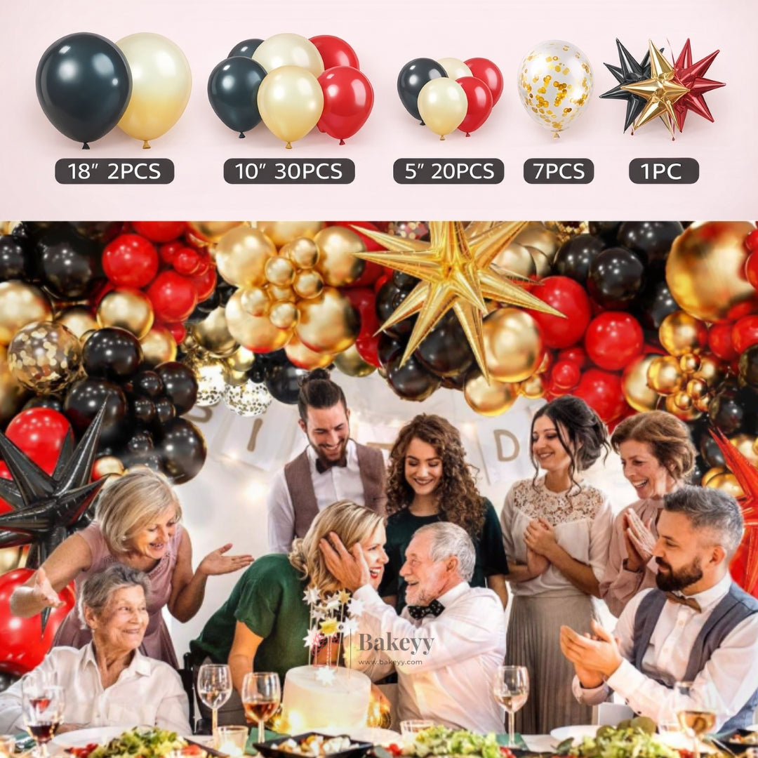 Luxury Black Red Gold Balloon Arch Kit for Party Decoration