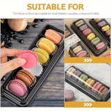 Macaron Container with Insert Tray | 6 Cavity Tray | Clear Lid with Black Base | Premium Macaron Packaging | Pack of 25