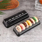 Macaron Container with Insert Tray | 6 Cavity Tray | Clear Lid with Black Base | Premium Macaron Packaging | Pack of 25