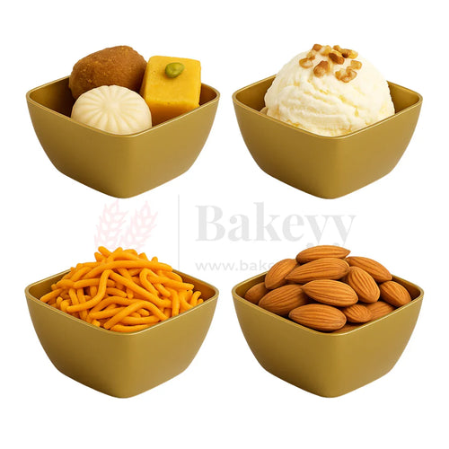 Square Wati Box Gold | Disposable Mini Serving Bowls | Pack Of 20 | D49 - Bakeyy.com - India - Square Wati Box Gold | Disposable Mini Serving Bowls | Pack Of 20 | D49 - Default Title