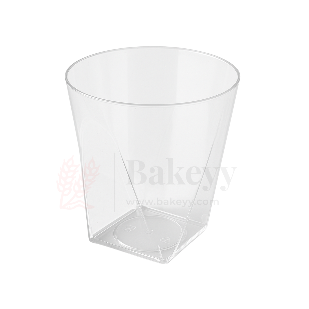Clear Square Bottom Disposable Cup 200ml | Pack Of 20 | D1 - Bakeyy.com - India - Clear Square Bottom Disposable Cup 200ml | Pack Of 20 | D1 - Default Title