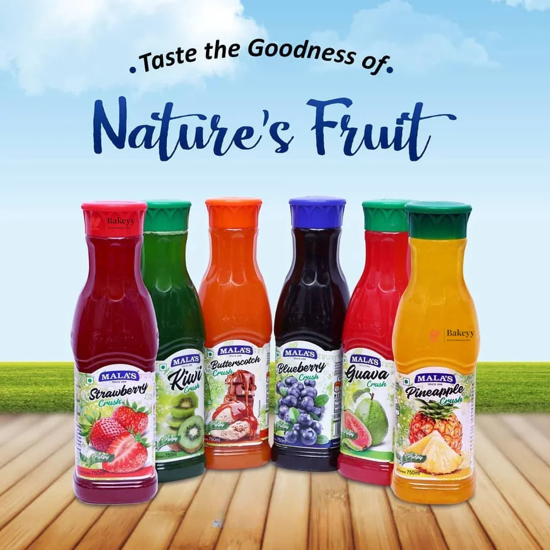 Mala’s Fruit Crush Syrup | Beverage & Dessert Ingredient | 250 & 750 ml | Pack of 1