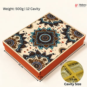 Mandala Printed Sweet & Chocolate Gift Box | With & Without Cavity | Multiple Capacities | Pack of 4