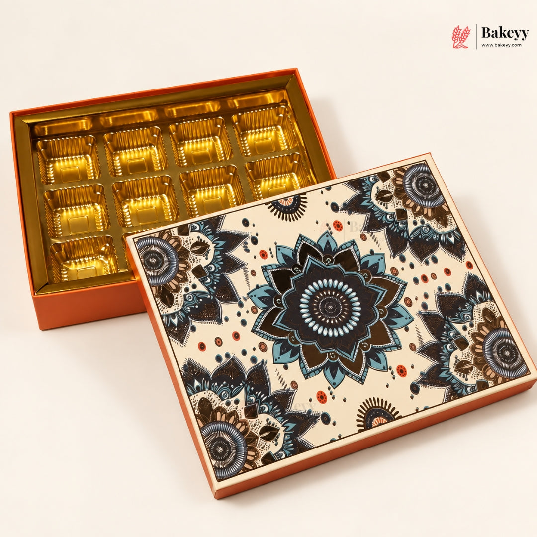 Mandala Printed Sweet & Chocolate Gift Box | With & Without Cavity | Multiple Capacities | Pack of 4