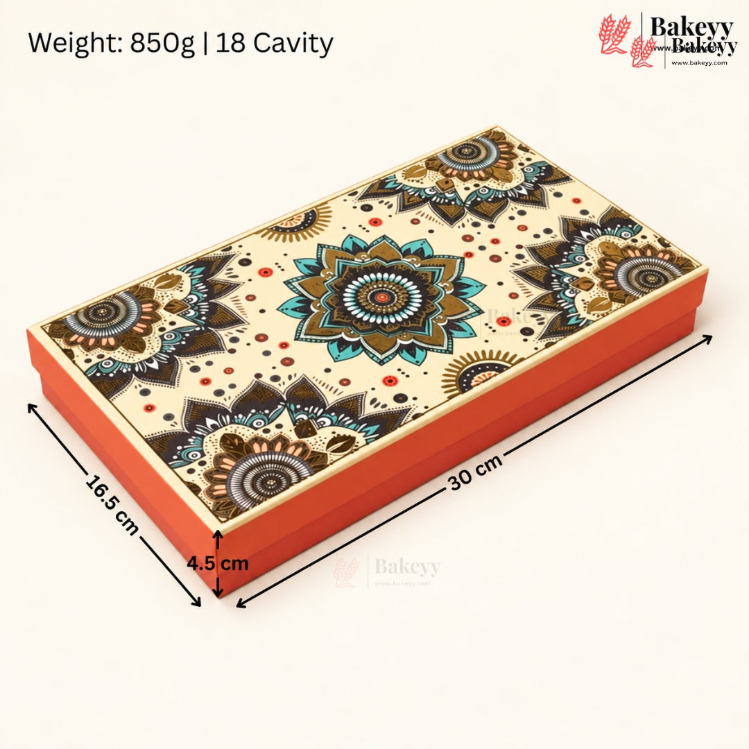 Mandala Printed Sweet & Chocolate Gift Box | With & Without Cavity | Multiple Capacities | Pack of 4