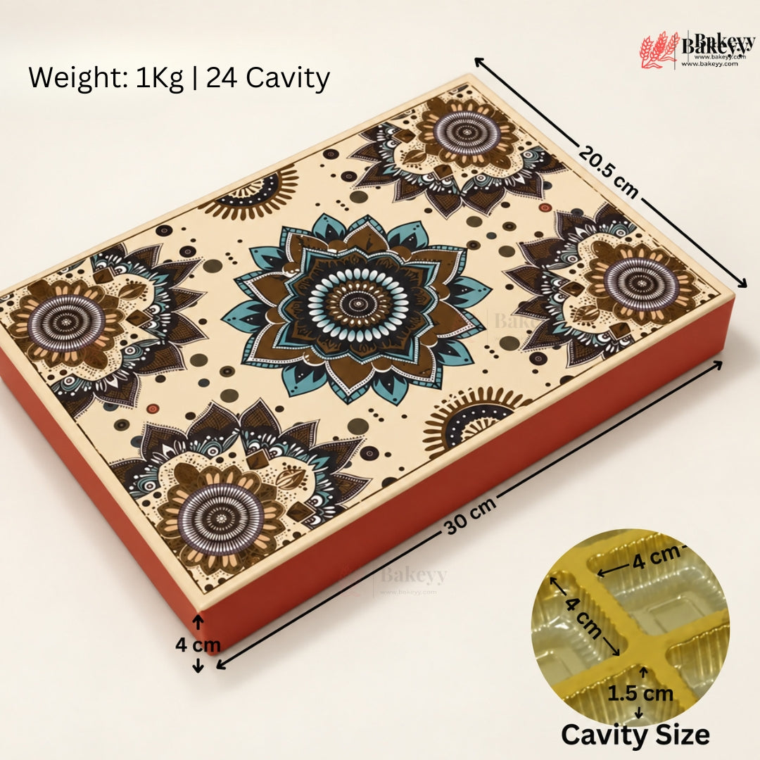 Mandala Printed Sweet & Chocolate Gift Box | With & Without Cavity | Multiple Capacities | Pack of 4