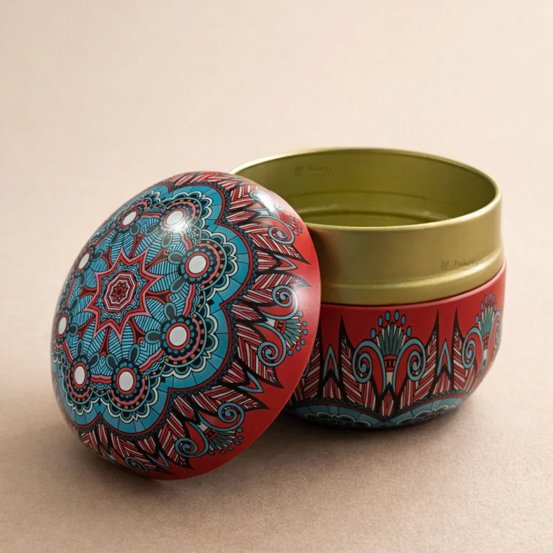 Mandala Theme Candle Tin Box | Decorative Storage Tin | Pack of 1
