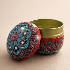 Mandala Theme Candle Tin Box | Decorative Storage Tin | Pack of 1