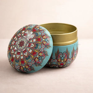 Mandala Theme Candle Tin Box | Decorative Storage Tin | Pack of 1