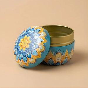 Mandala Theme Candle Tin Box | Decorative Storage Tin | Pack of 1