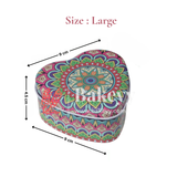 Heart Shaped Mandala Print Empty Tin Boxes | Tin Boxes