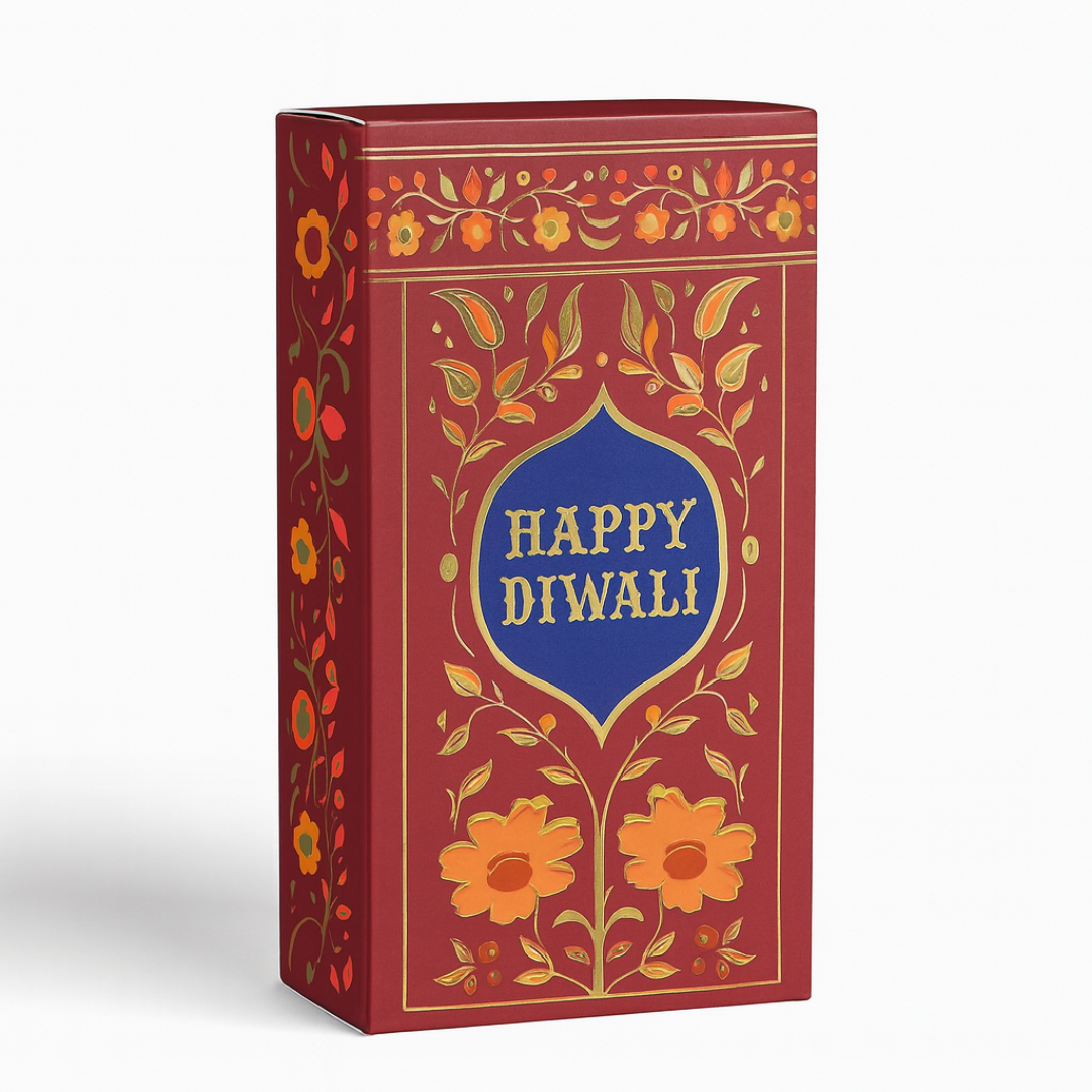 16.5x9x3 cm | Maroon Chocolate Bar Box – Happy Diwali Festive Design | Maroon | Pack of 10