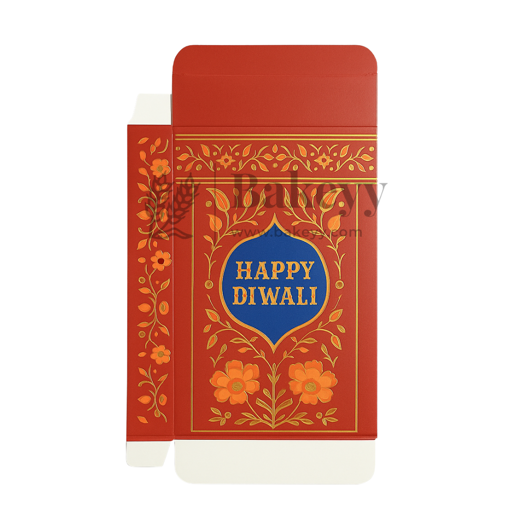 16.5x9x3 cm | Maroon Chocolate Bar Box – Happy Diwali Festive Design | Maroon | Pack of 10