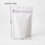 Matte White Pull Tab Zip Lock Pouch with One Way Valve | Pack of 100