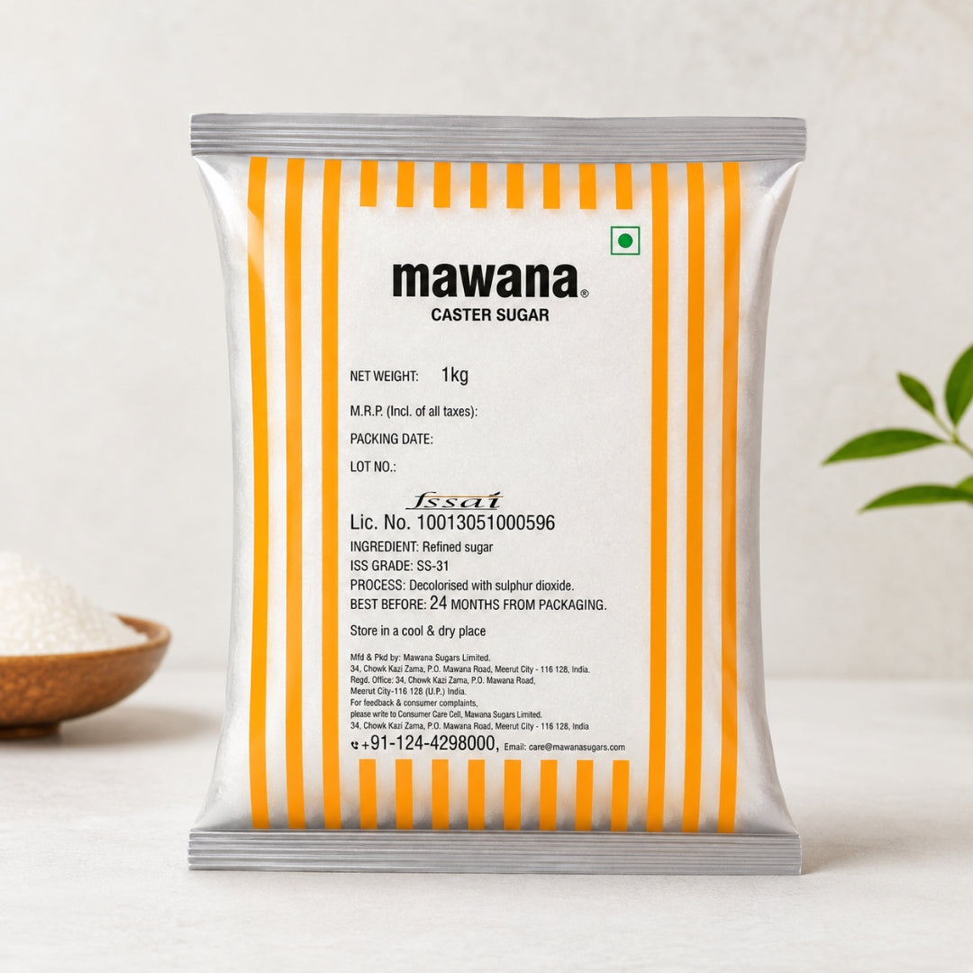 Mawana caster sugar package on a white background
