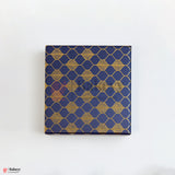 8x8x4 inch (21x21x10 cm) | Premium Rigid Hamper Box | Blue with Golden Leaf Print – Medium Size