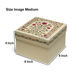 8x8x4 Inch | Medium Premium Decorative Floral Print Gift Box – Square Keepsake Storage Box with Lid | Pack Of 1