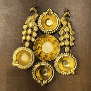 Golden Decorative Diya Tealight Holder | Multiple Designs | Pack of 1